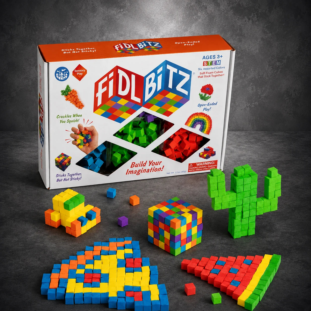Color Stick-Together Sensory Foam Cubes - Deluxe Set