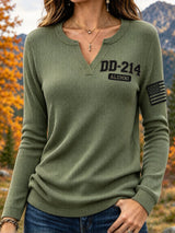 Women's Veteran Pride DD-214 Printed Long Sleeve Waffle T-shirt