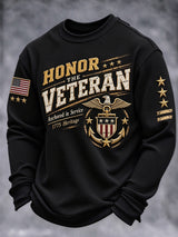 Men's Veteran-Print Casual Sweatshirt
