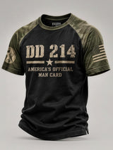 Men's Casual Veteran-Print Short-Sleeve Waffle-Knit Crew-Neck T-Shirt