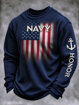 Men's Veteran-Print Casual Sweatshirt