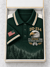 Men's  "DD-214 It's A Veteran Thing" Forest Green Polo