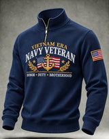 Men's U.S. Veterans Day Print Stand-Collar Zip-Up Sweatshirt