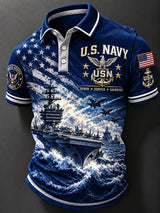 Men's Retro US Navy Art Print Polo Shirt