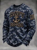 Men's U.S. Veteran DD-214 Print Waffle Long Sleeve T-Shirt