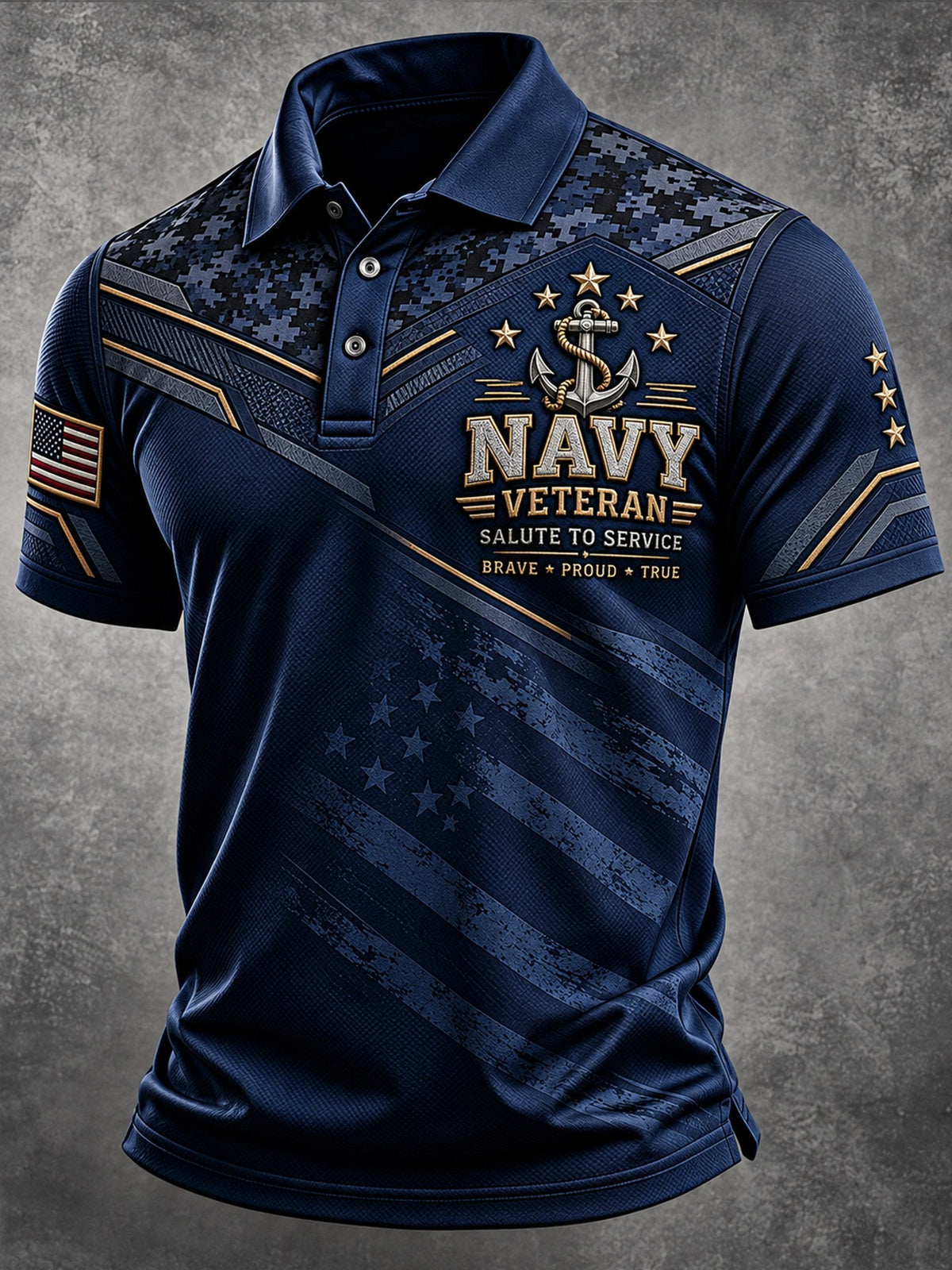 Men's Veteran Print Polo Shirt