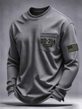 Men's Veteran Pride DD-214 Printed Waffle Long-Sleeve Pocket T-Shirt