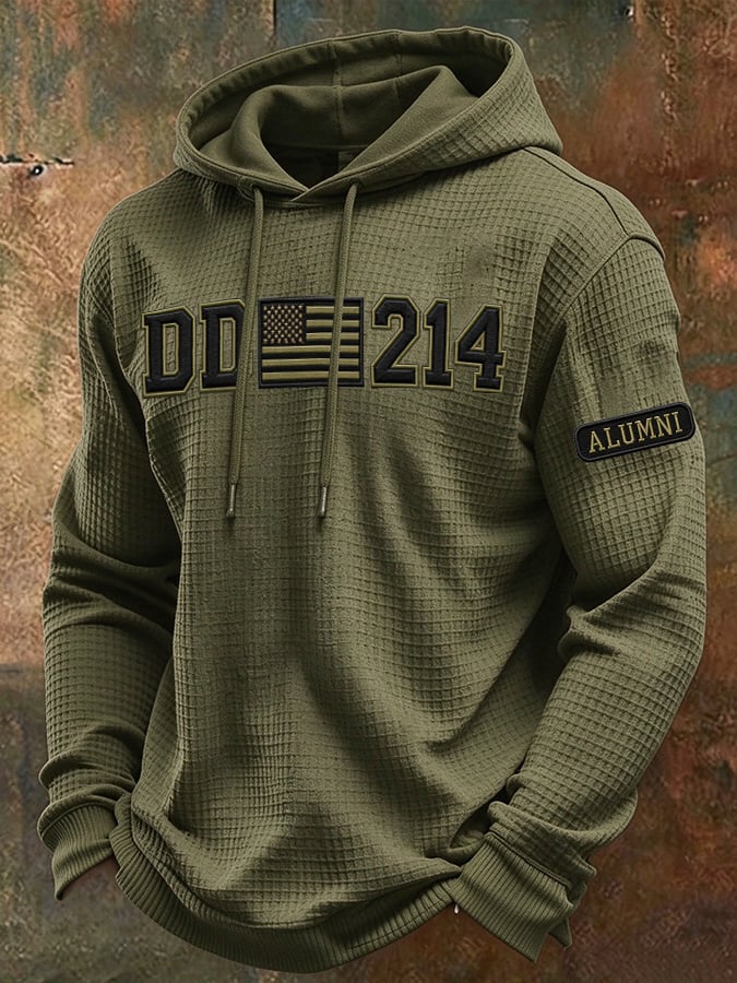 Men's Veteran Pride Dd-214 Printed Waffle Hoodie