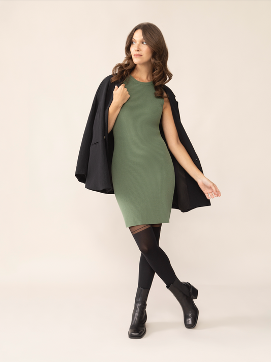 Taylor Sleeveless Sweater Dress in Green