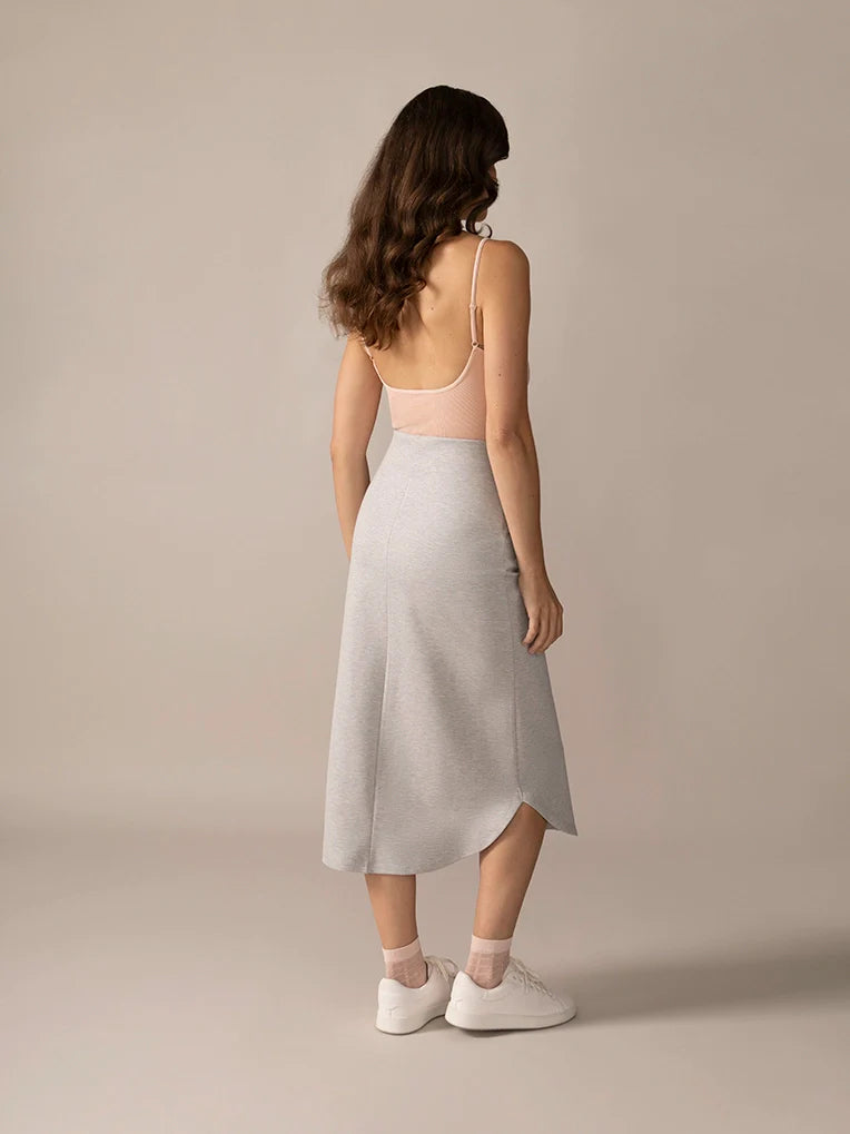 Slip-On Ease Knit Jogger Skirt in Heather Grey
