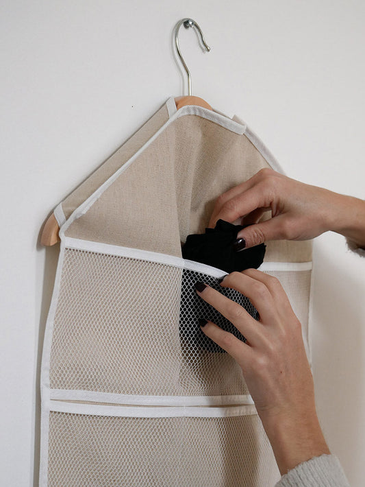 Beige Hanging Closet Organizer