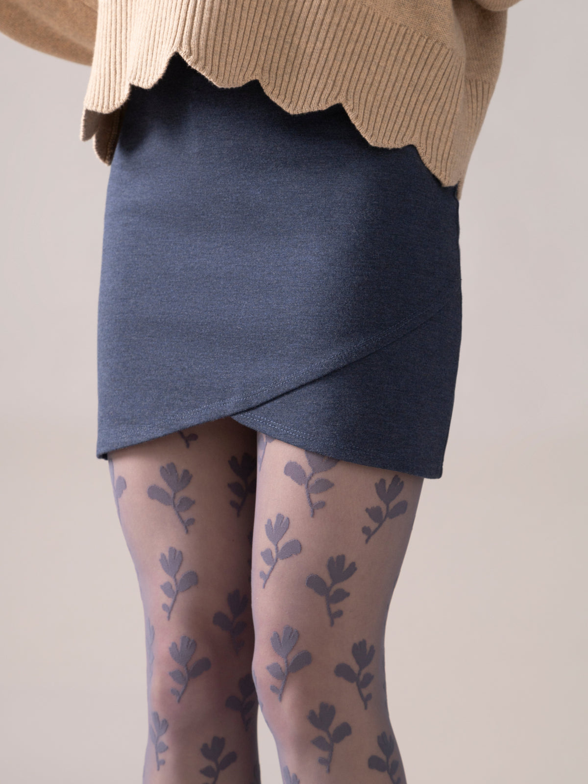 Tulip Ease Knit OTK Skirt in Heather Lake