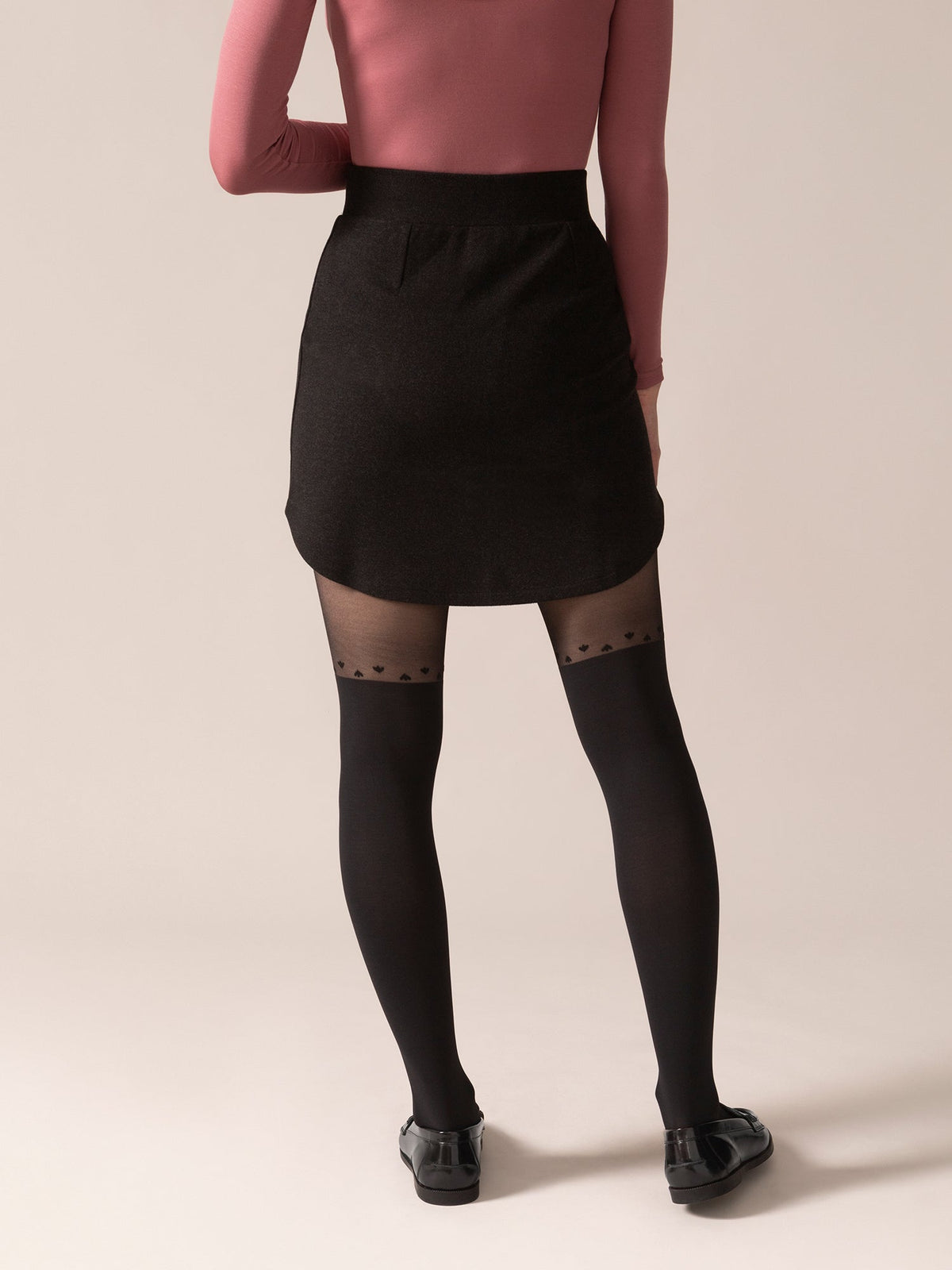 Side Tulip Brushed Knit OTK Skirt in Charcoal Mix