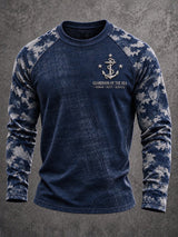 Men's Navy Veteran Print Casual Top