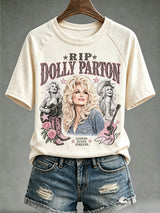 Women's Music-Themed Graphic Casual Top