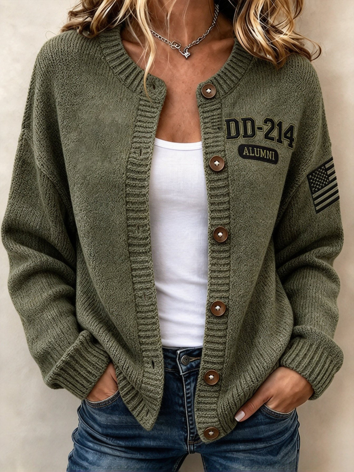 Women's Veteran Pride DD-214 Printed  Cardigan