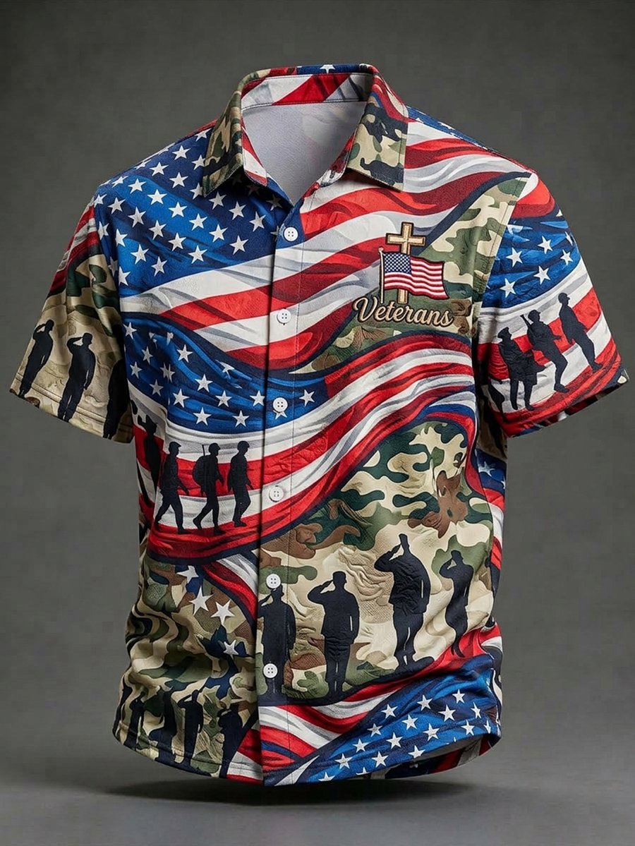 Men's U.S. Veterans Day Waffle Short-Sleeve Shirt