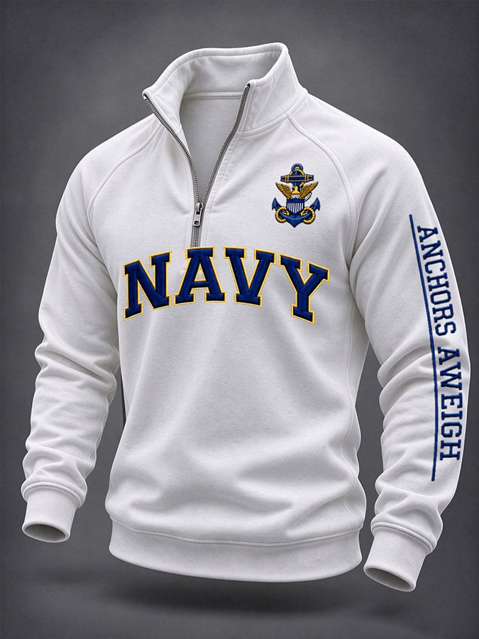Men's US Veteran Print Zip-Up Hoodie