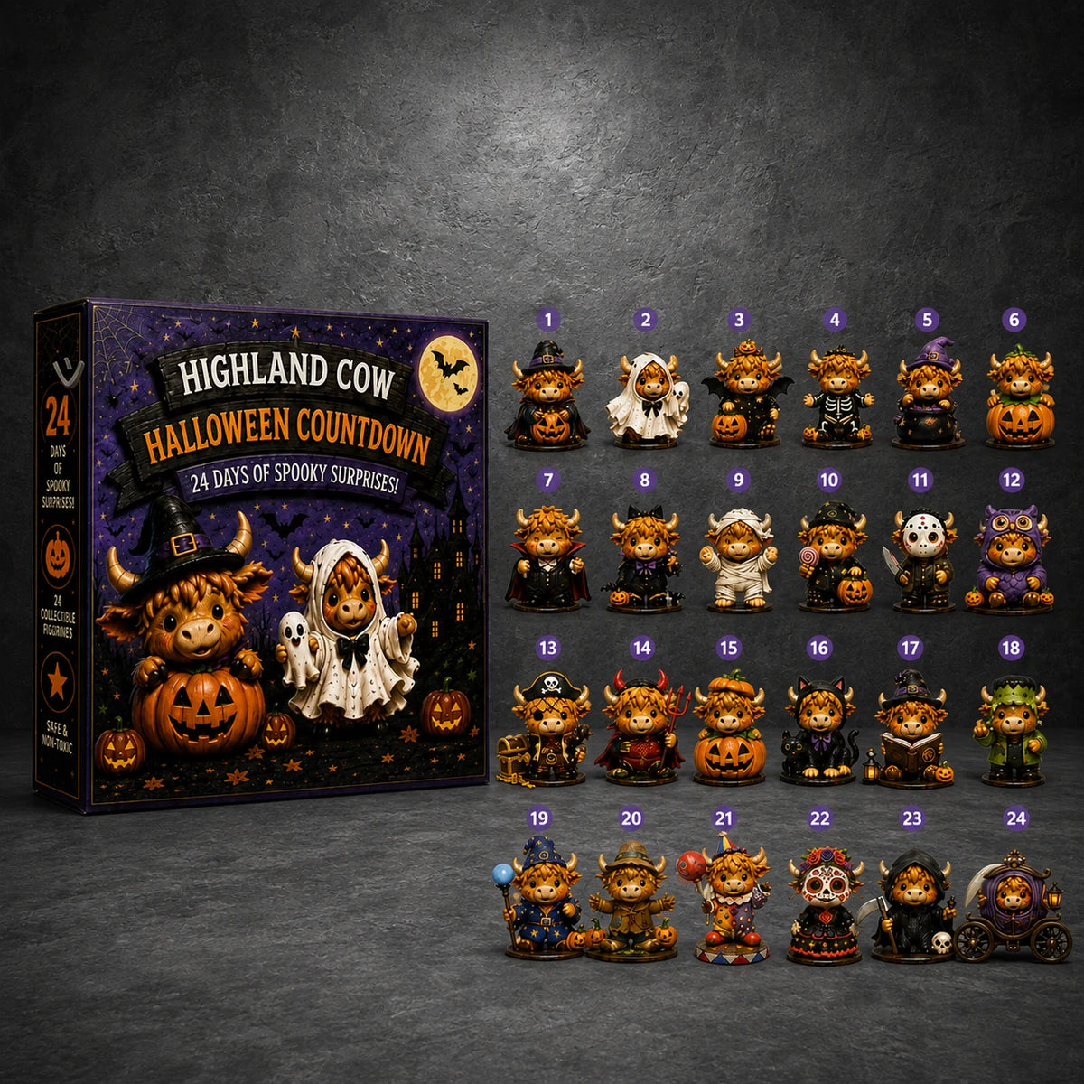2026 Highland Cow Halloween Advent Calendar - Style 2