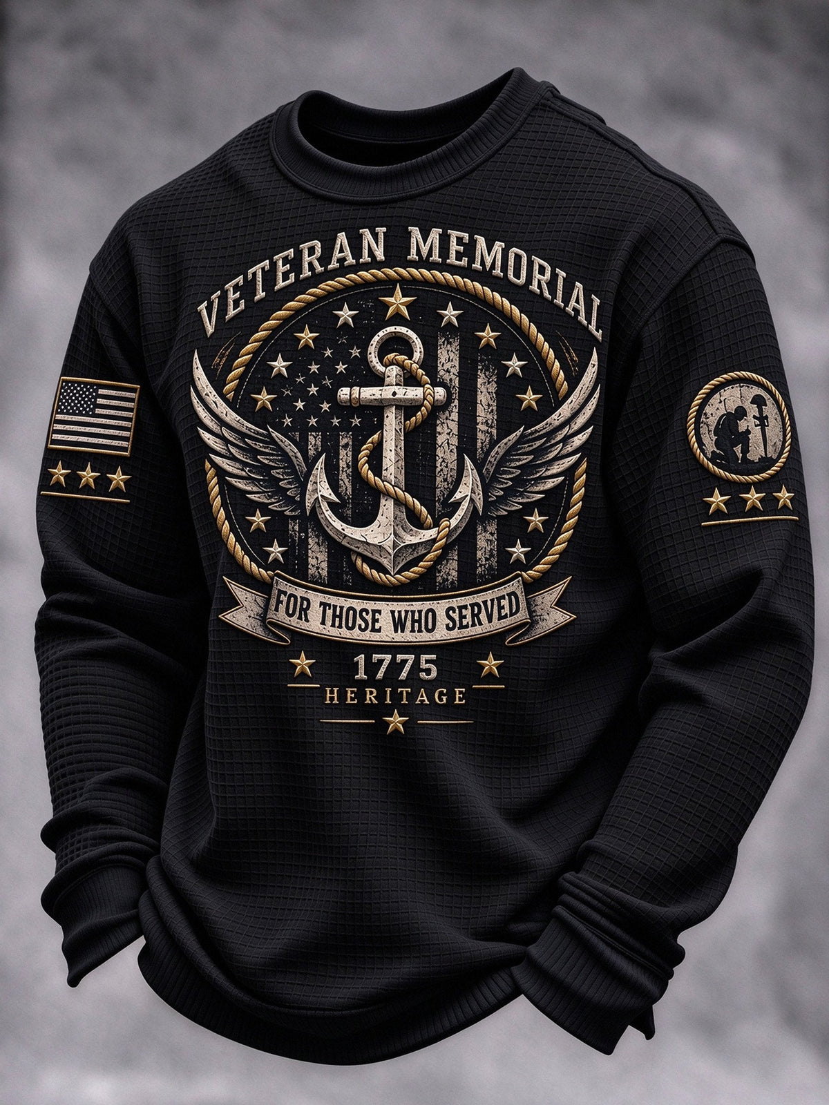 Men's Veteran-Print Casual Sweatshirt