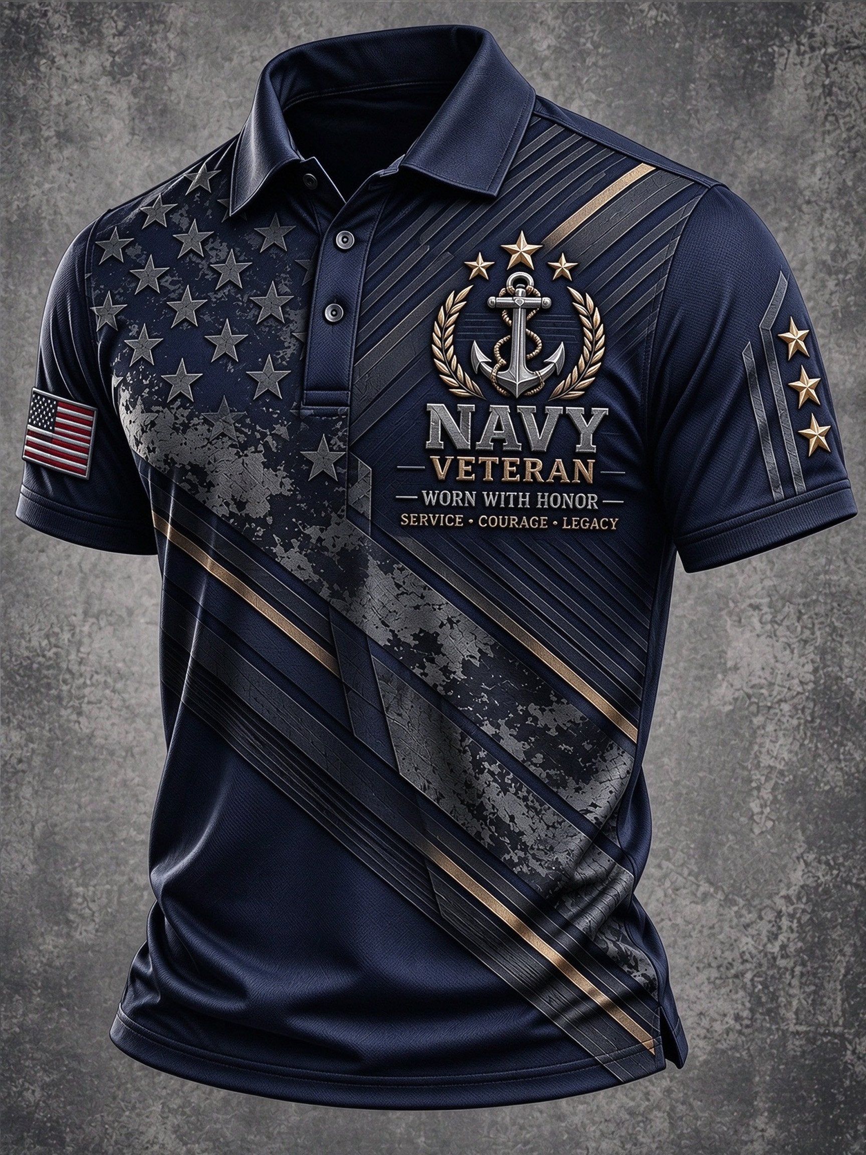 Men's Veteran Print Polo Shirt