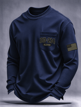 Men's Veteran Pride DD-214 Printed Waffle Long-Sleeve Pocket T-Shirt