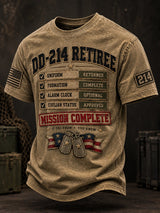 Men's Veterans Day DD-214 Retiree Printed Casual Tops