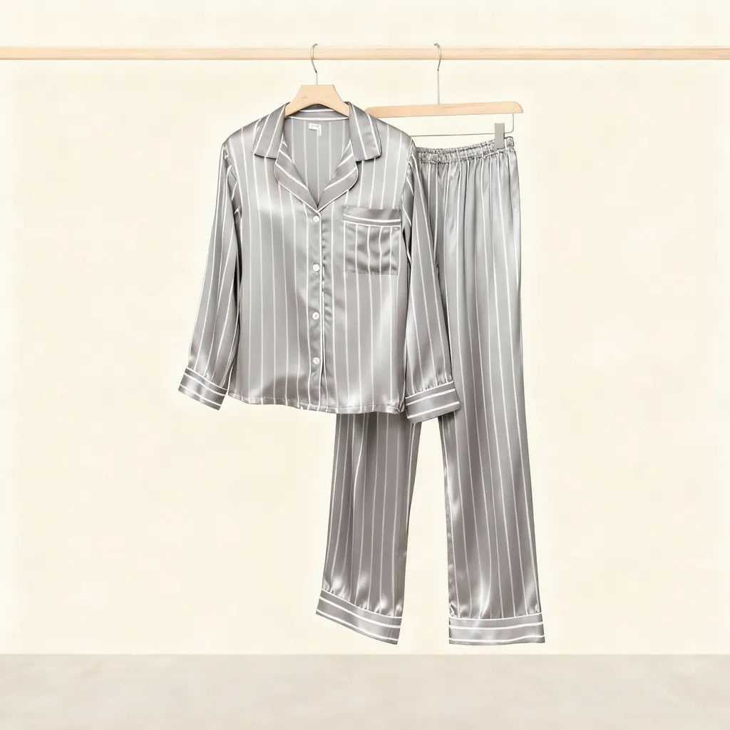 Elegant Satin Green Pajama Set for the Whole Family