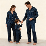Elegant Satin Blue Pajama Set for the Whole Family