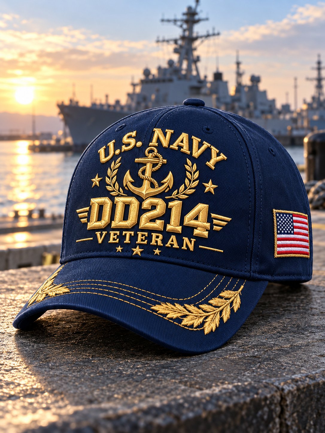 Unisex Retro DD214 Navy Veteran Art Print Hat