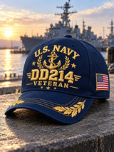 Unisex Retro DD214 Navy Veteran Art Print Hat