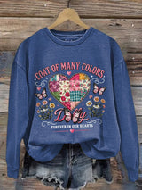 Retro Coat Of Many Colors Forever In Our Hearts Print Sweatshirt