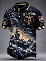 Men's Retro US Navy Art Print  Polo Shirt
