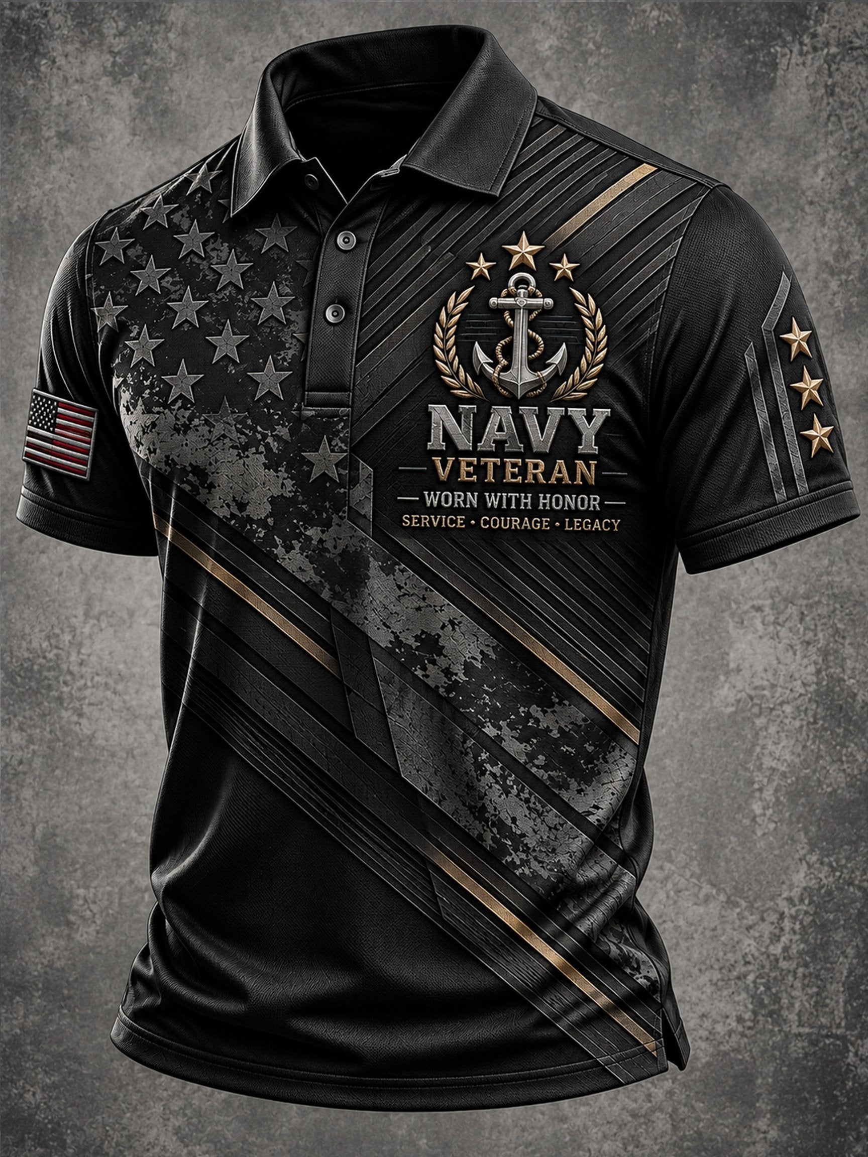Men's Veteran Print Polo Shirt