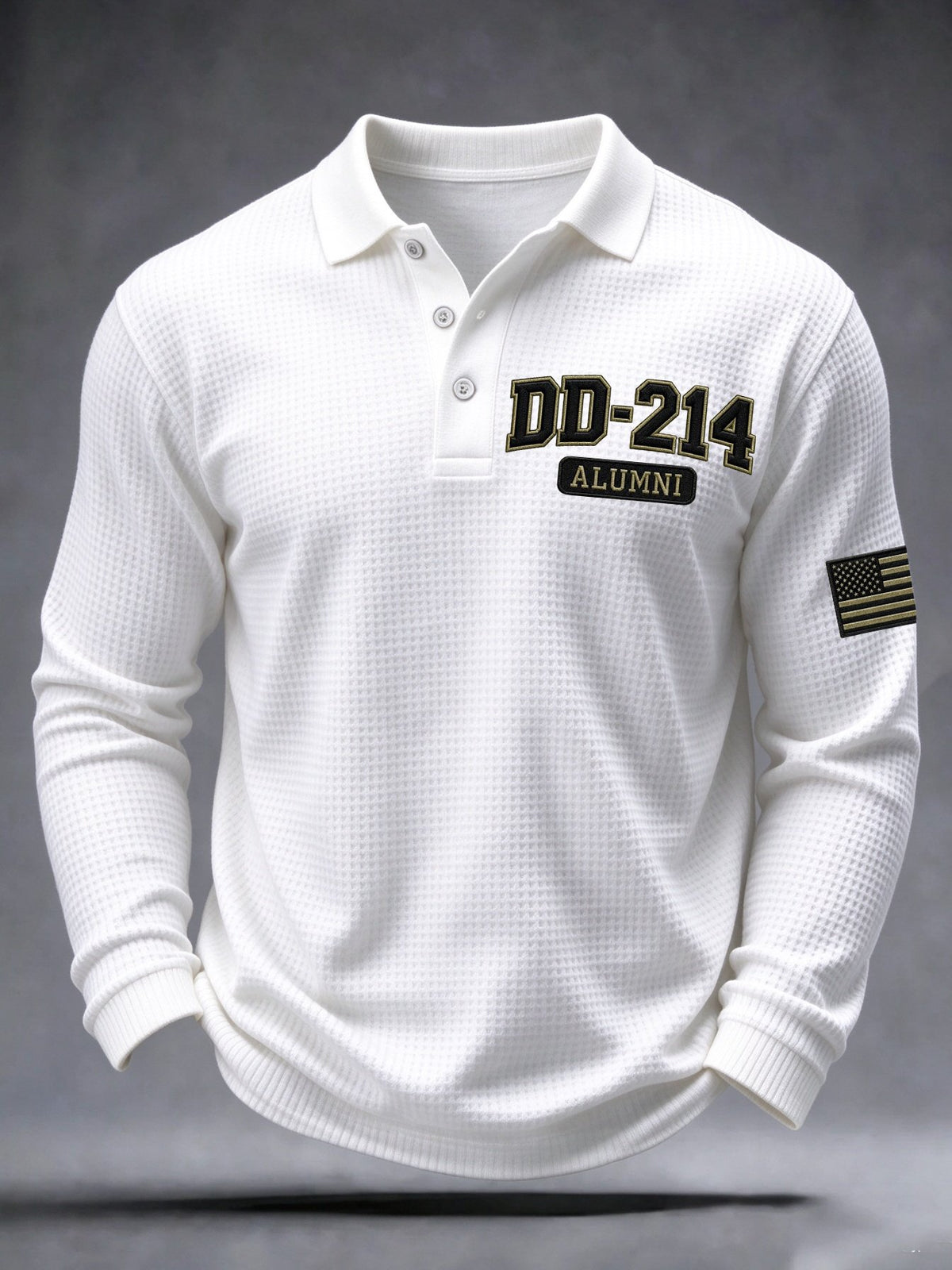 Men's Veteran Pride Dd-214 Printed Waffle Polo Shirt