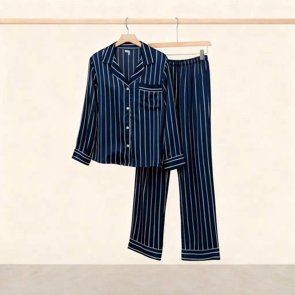Elegant Satin Blue Pajama Set for the Whole Family