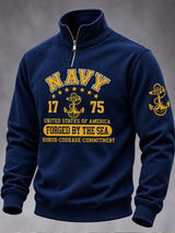 Men's U.S. Veterans Day Print Stand-Collar Zip-Up Sweatshirt