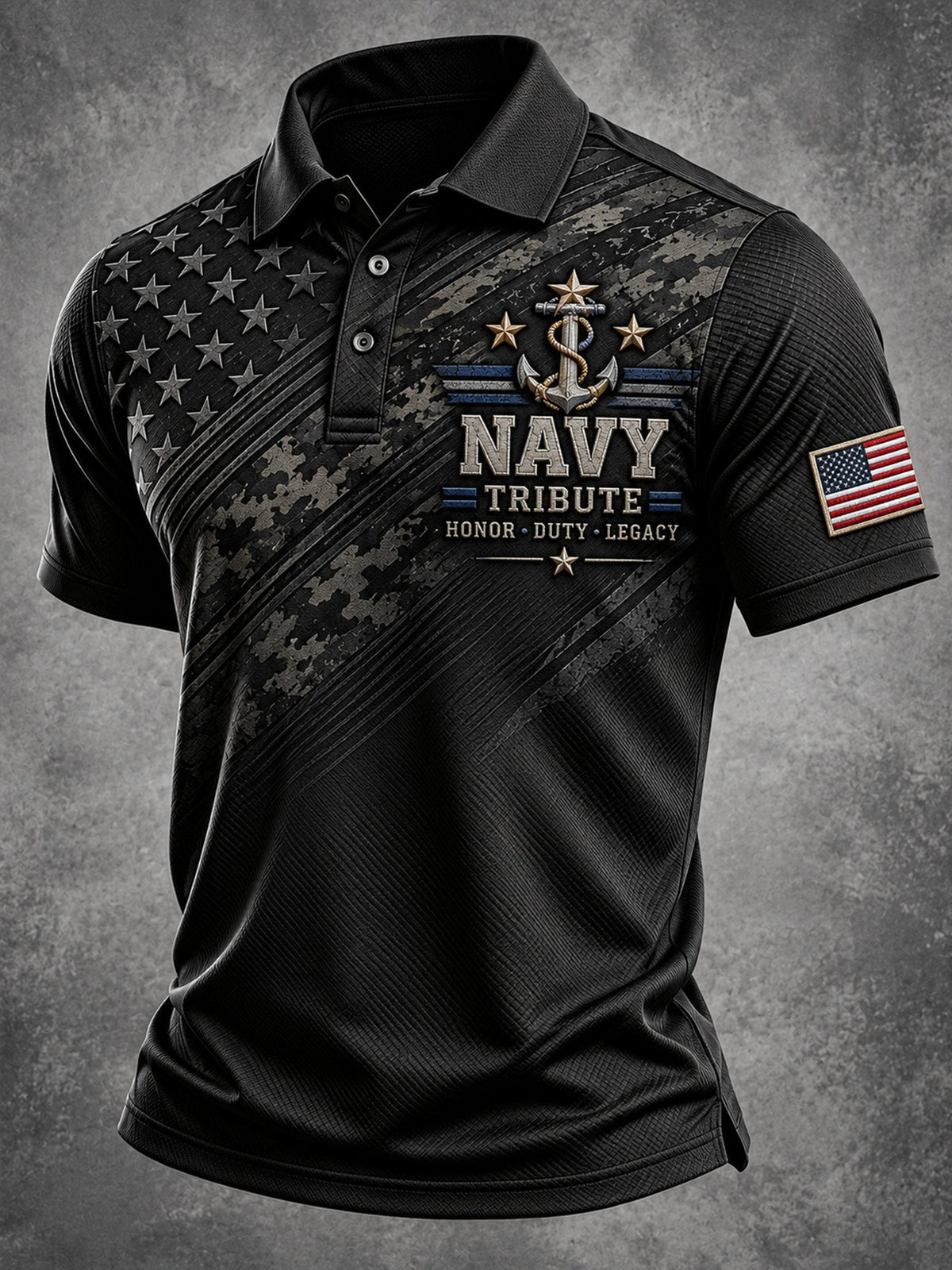 Men's Veteran Print Polo Shirt