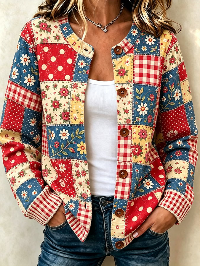 Women's Casual Printed Knit Cardigan