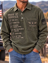 Men's Veteran DD-214 Print Long-Sleeve Polo Shirt