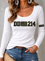 Women's Veteran Pride DD-214 Printed Fabric Long Sleeve T-Shirt