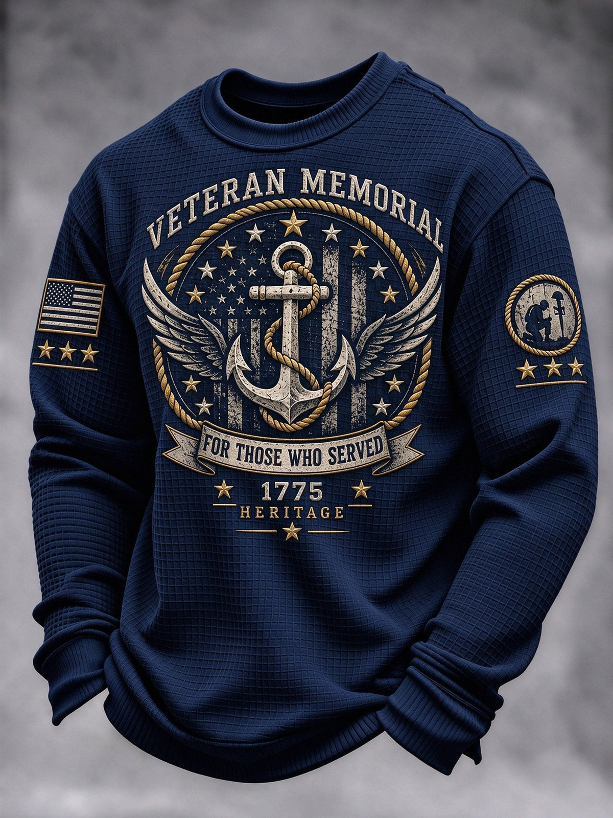 Men's Veteran-Print Casual Sweatshirt