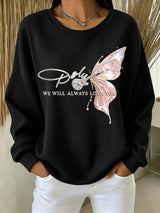 Women's Casual Printed Waffle Long-Sleeve Top